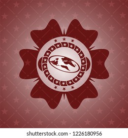 flat earth icon inside badge with red background