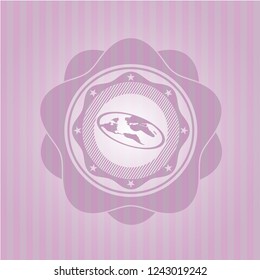flat earth icon inside badge with pink background