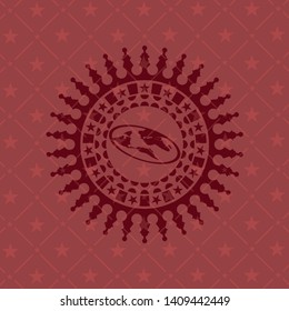flat earth icon inside badge with red background