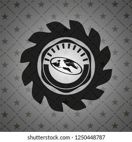 flat earth icon inside black emblem. Vintage.