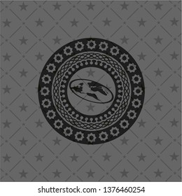 flat earth icon inside black emblem. Vintage.