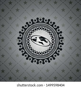 flat earth icon inside black emblem