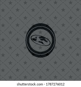 flaches Erdsymbol in schwarzem Emblem. Jahrgang. 
