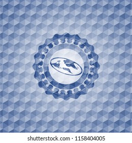 flat earth icon inside blue hexagon badge.