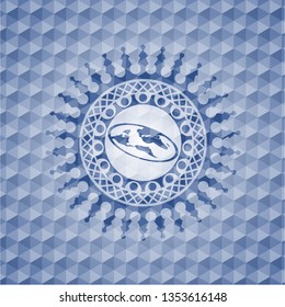 flat earth icon inside blue hexagon badge.