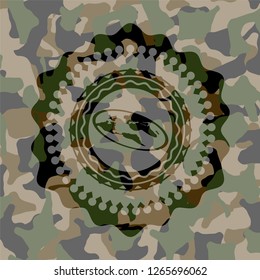 flat earth icon inside camo emblem