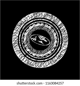 flat earth icon inside chalk emblem