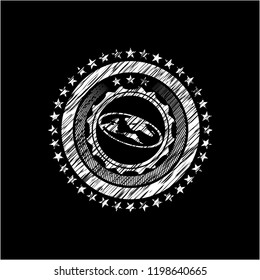 flat earth icon inside chalk emblem