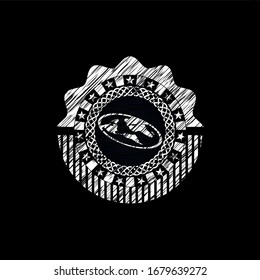 Flacherdsymbol in der Umkarton-Emblem auf schwarzem Brett