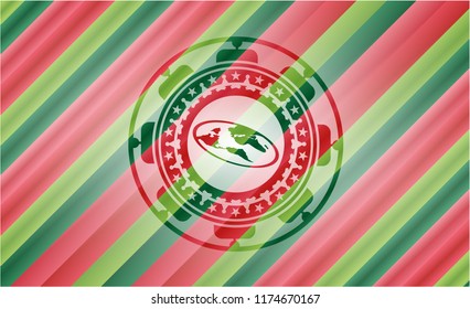 flat earth icon inside christmas badge background.