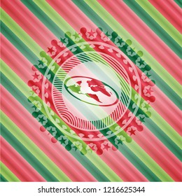 flat earth icon inside christmas style emblem.