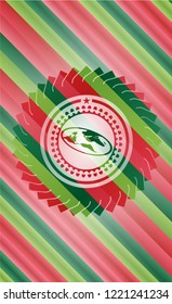 flat earth icon inside christmas colors emblem.