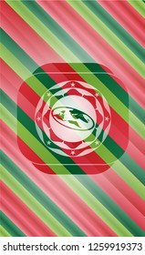 flat earth icon inside christmas colors style emblem.