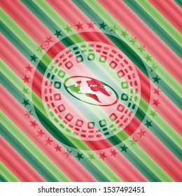 flat earth icon inside christmas colors badge.