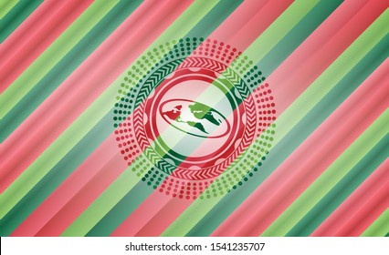 flat earth icon inside christmas badge.