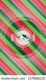 flat earth icon inside christmas badge background.