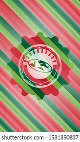 flat earth icon inside christmas colors badge.