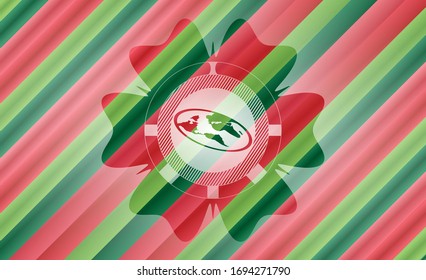 flat earth icon inside christmas colors style emblem.