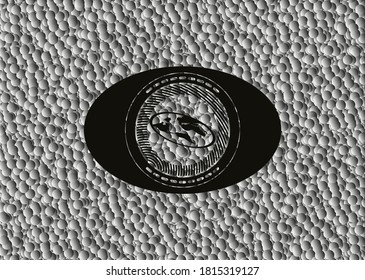 flat earth icon inside dark icon or emblem with bubbles background. Vector Illustration. Detailed. 