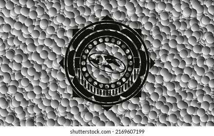icono de tierra plana dentro del emblema oscuro con fondo de burbujas. Ilustración vectorial. Detallado. 