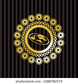 flaches Erdsymbol in goldenem Emblem. 
