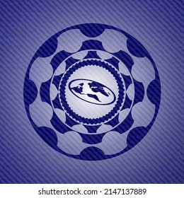 icono de tierra plana dentro del fondo de jean o denim. 