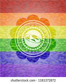 flat earth icon inside lgbt colors emblem 