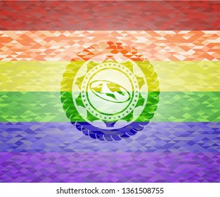 flat earth icon inside lgbt colors emblem 