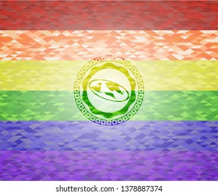 flat earth icon inside lgbt colors emblem 