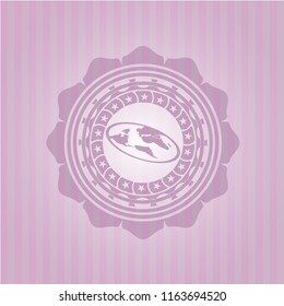 flat earth icon inside pink icon or emblem