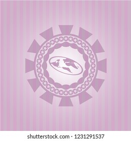 flat earth icon inside realistic pink emblem