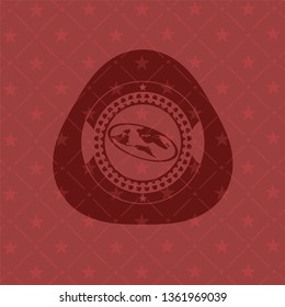 flat earth icon inside realistic red emblem
