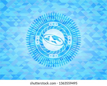flat earth icon inside realistic light blue mosaic emblem