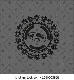 flat earth icon inside realistic black emblem