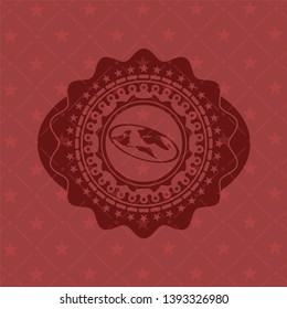 flat earth icon inside realistic red emblem