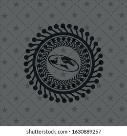 flat earth icon inside realistic black emblem