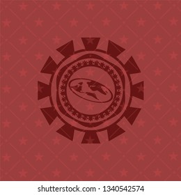 flat earth icon inside red icon or emblem