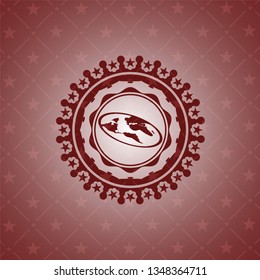 flat earth icon inside red emblem. Vintage.