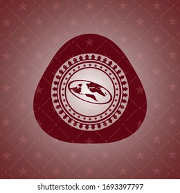 flat earth icon inside red emblem. Retro