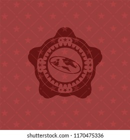 flat earth icon inside retro red emblem