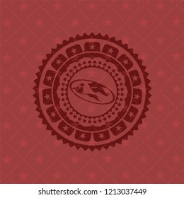 flat earth icon inside retro style red emblem