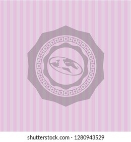 flat earth icon inside retro pink emblem