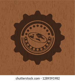 flat earth icon inside retro style wooden emblem