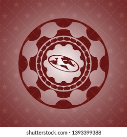 flat earth icon inside retro style red emblem