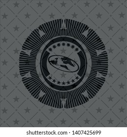 flat earth icon inside retro style black emblem