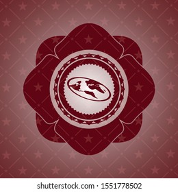 flat earth icon inside retro style red emblem