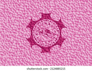 flat earth icon inside retro style pink emblem with bubbles background. Vector Illustration. Detailed. 