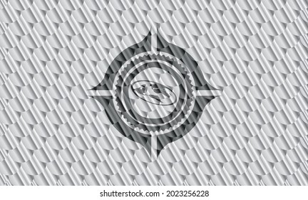 icono de tierra plana dentro de la placa de plata o emblema. Patrón de escalas. Ilustración vectorial. Detallado. 