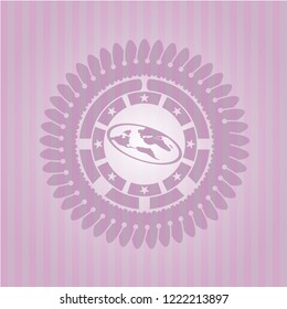 flat earth icon inside vintage pink emblem