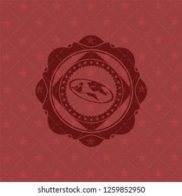 flat earth icon inside vintage red emblem